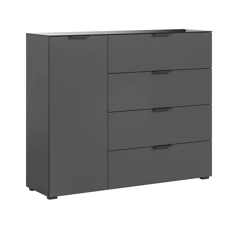 Hioshop Ray dressoir 4 laden 1 deur antraciet