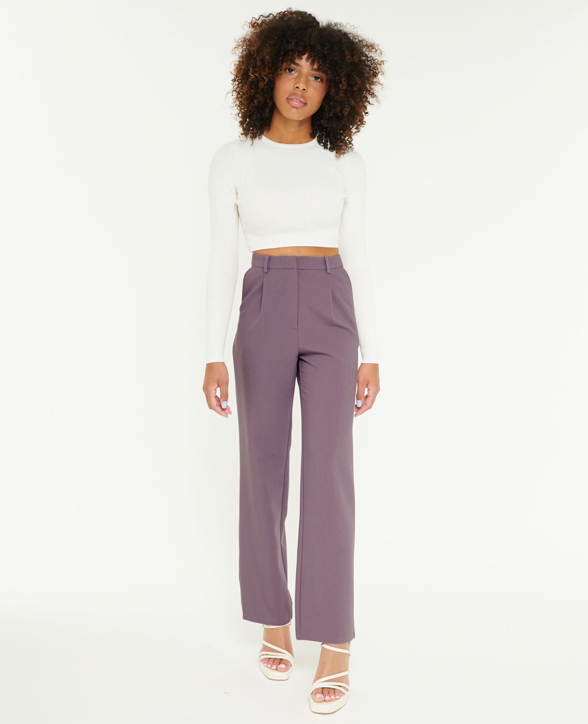 Pantalon droit city - Lilas