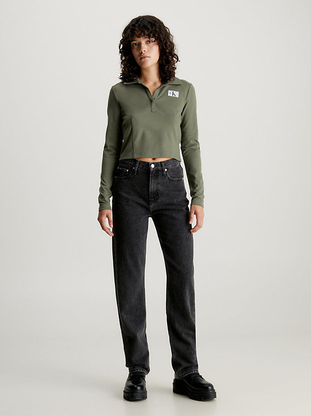 Camisa polo Milano slim de manga comprida