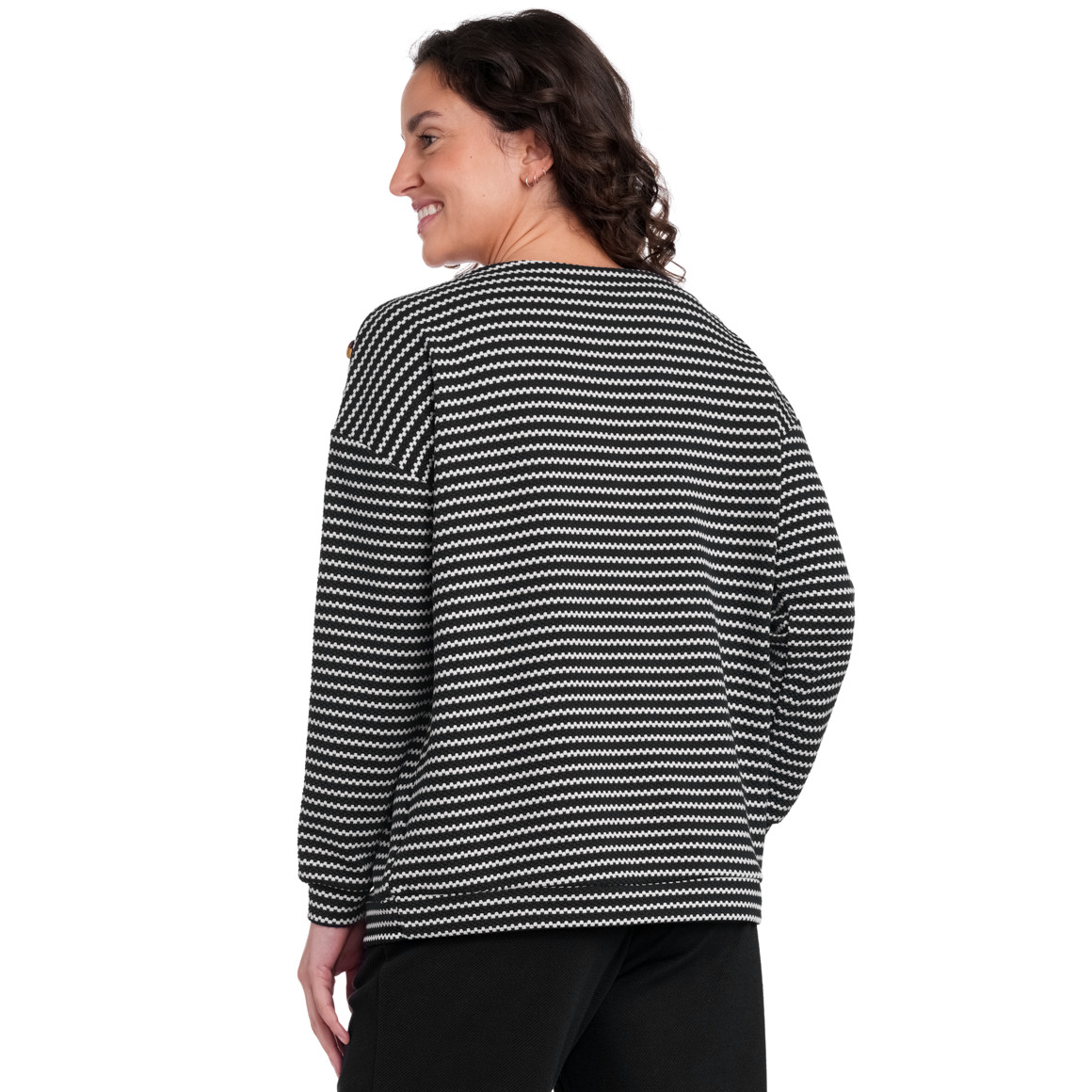 Gina Benotti Damen Sweatshirt im Streifen-Look schwarz / weiss