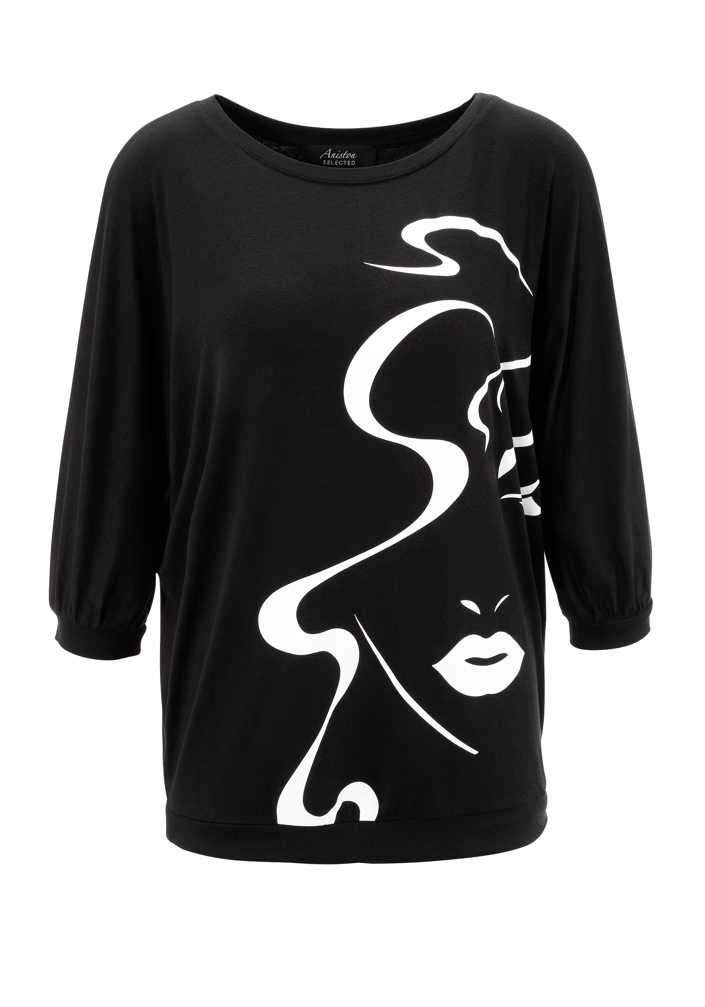 Aniston SELECTED Fledermausshirt , mit abstraktem Gesichtsdruck