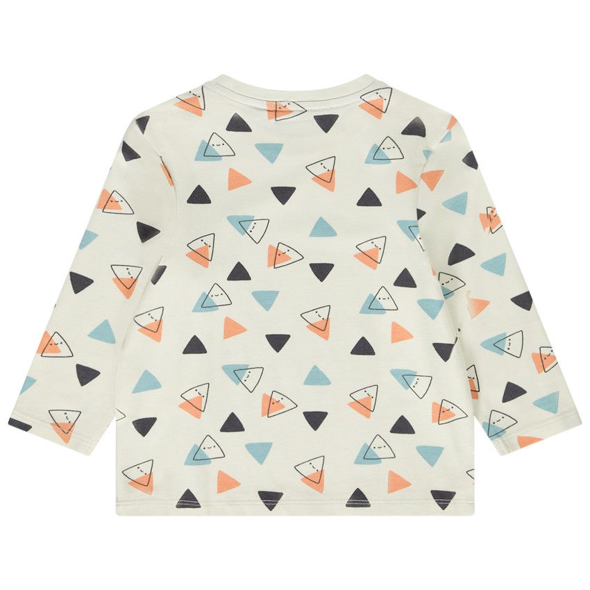 T-shirt manches longues imprimé triangles pour bébé garçon - Ecru