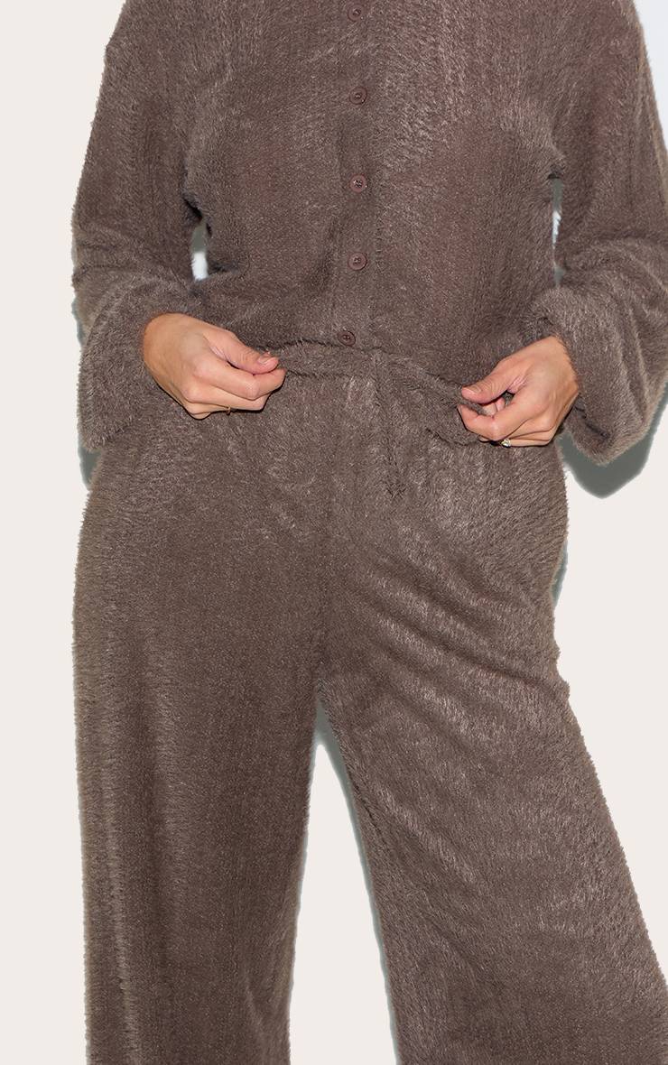 Marron Pantalon Large Texturé À Cordon De Serrage Ensemble Coordonné
