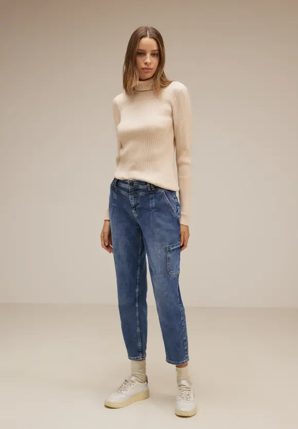Loose Fit Balloon Jeans - indigo random wash