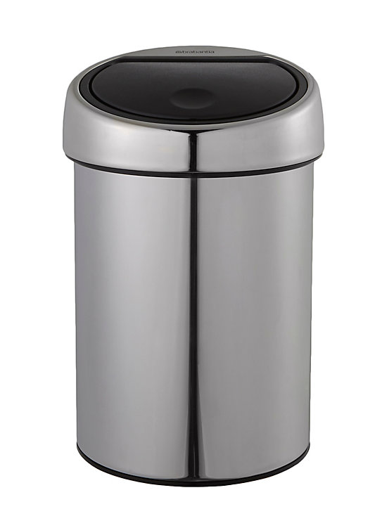 Poubelle de salle de bains ronde 3 litres Brabantia Touch Bin en métal coloris gris Ø18,4 x H.28 cm
