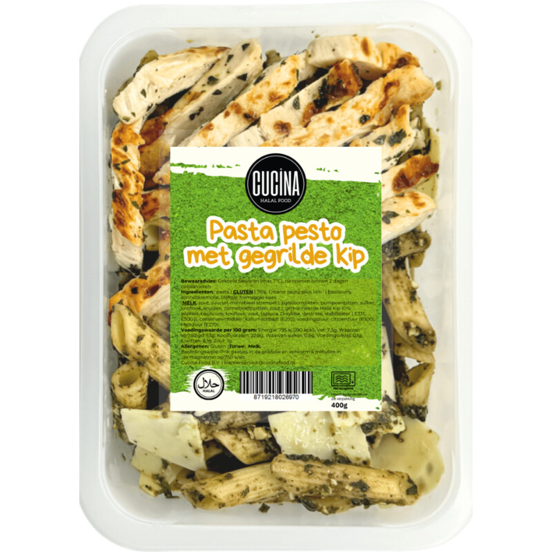 Cucina Pasta pesto met gegrilde kip