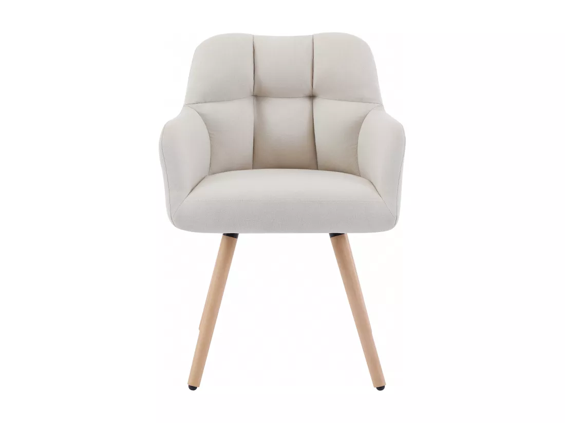 Lot de 6 chaises avec accoudoirs - Tissu et bois de hêtre - Beige - PEGA de Pascal MORABITO