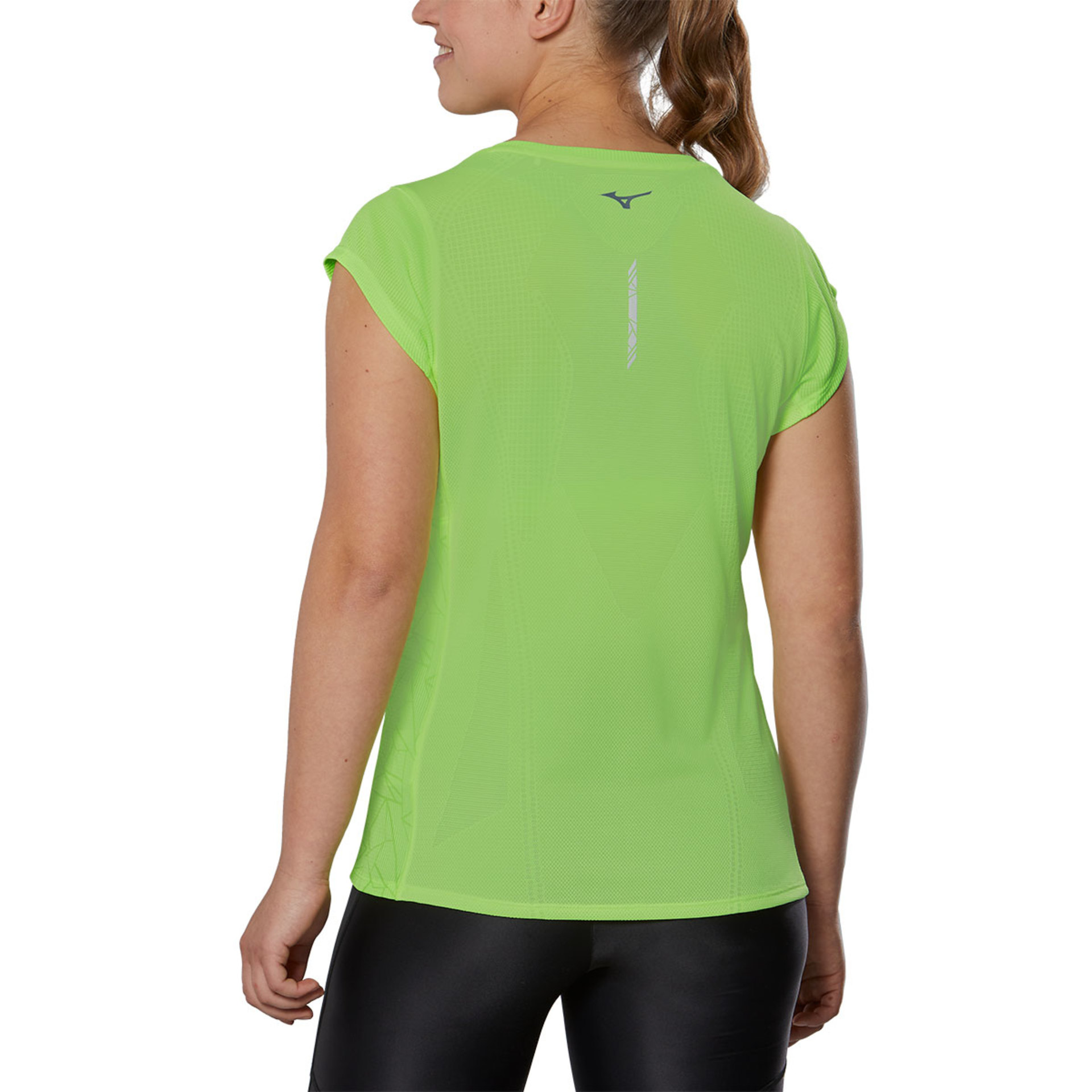Mizuno Aero Hardloopshirt Korte Mouwen Limegroen Dames