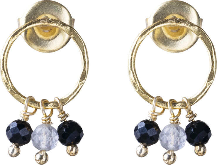 A Beautiful Story Genuine Black Onyx Labradorite Earrings GP Gold