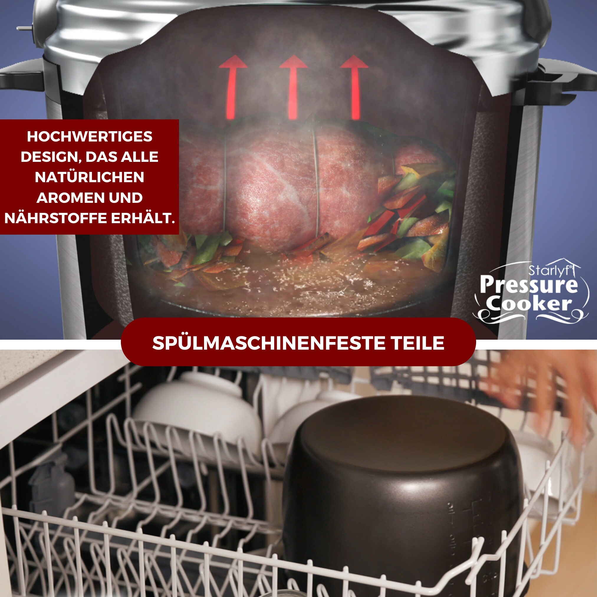 Starlyf® Multikocher - Schnellkochtopf - Reiskocher edelstahl Pressure Cooker