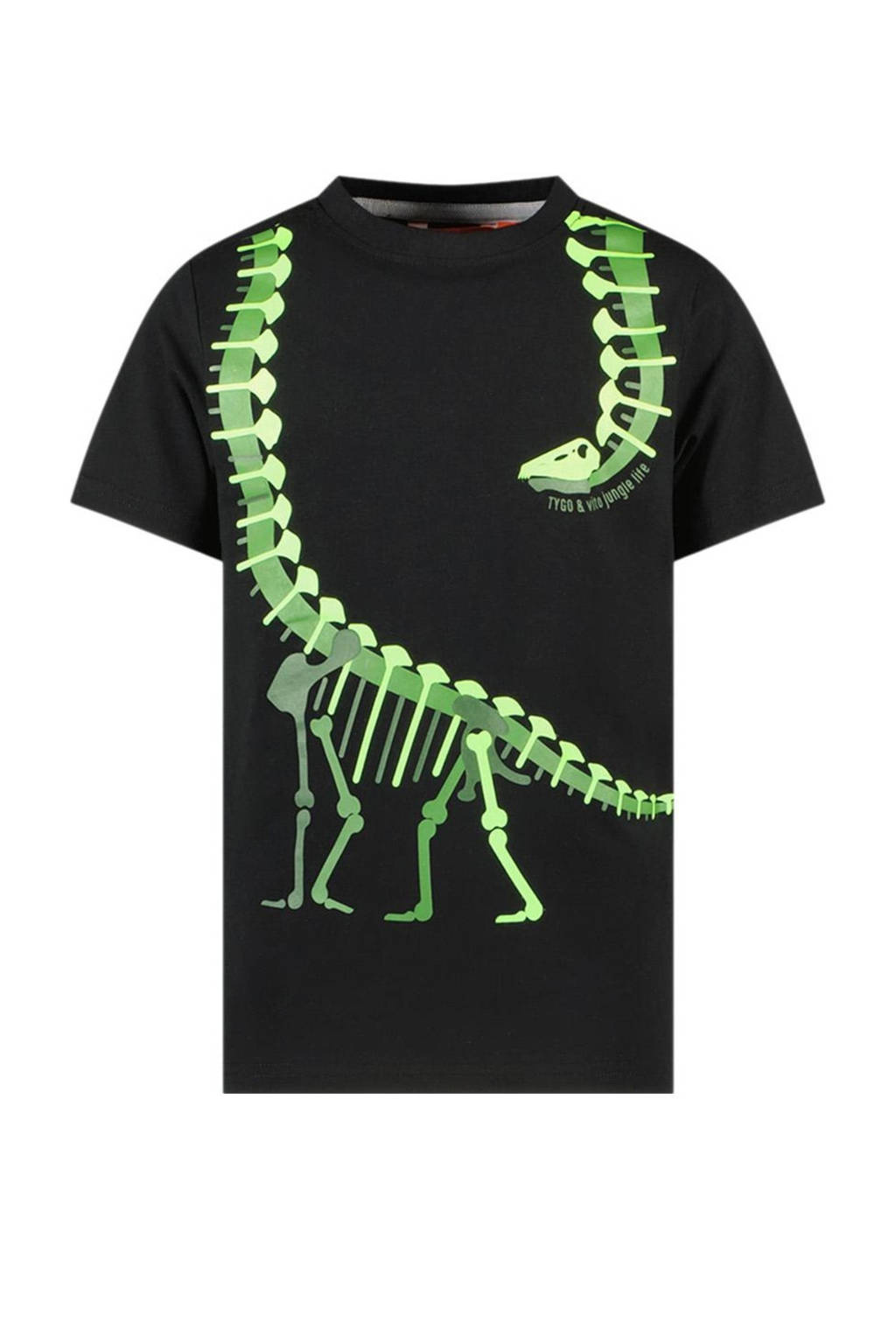 TYGO & vito T-shirt Toby met printopdruk zwart/groen