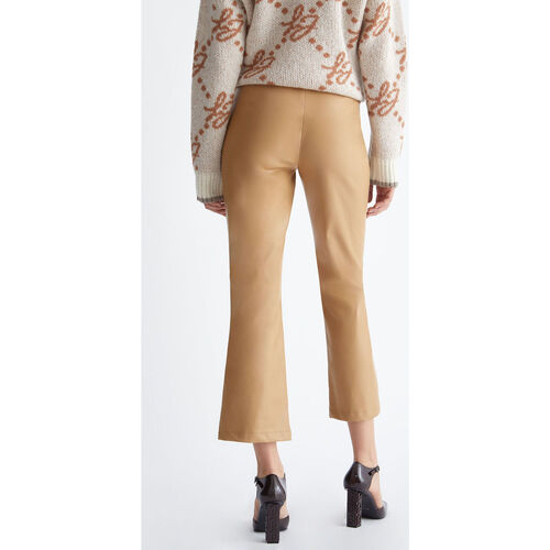 Liu Jo - Pantalón de pata de elefante de tejido revestido Beige
