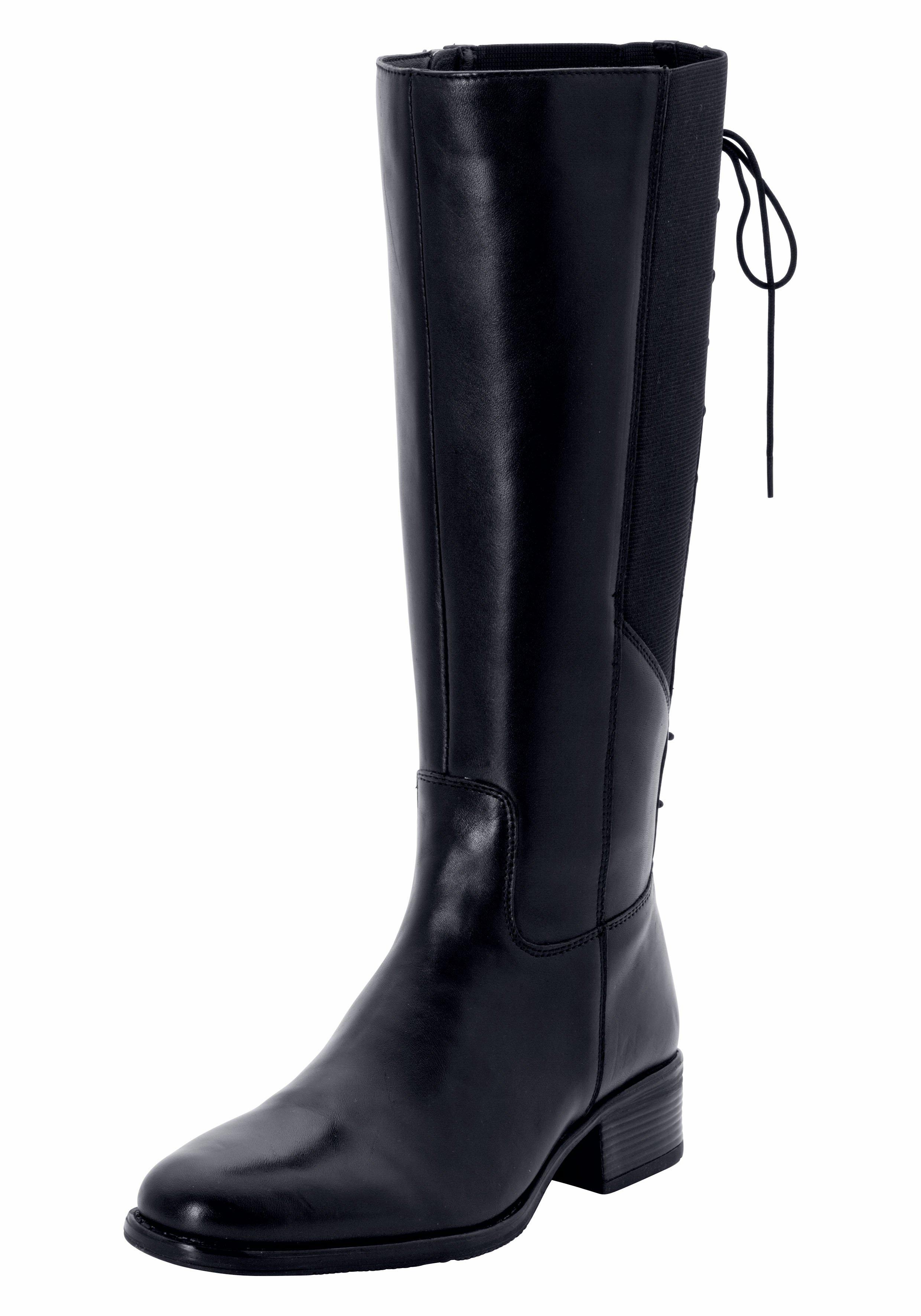 Weitschaftstiefel aus Leder mit  Schnürung
