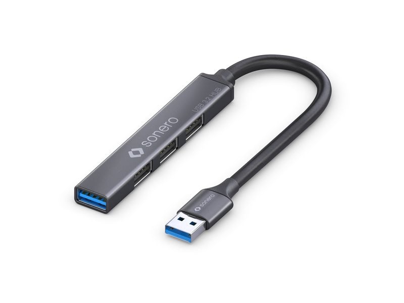 sonero USB-Hub 1x USB-A 3.2, 3x USB-A 2.0 1 m USB 3.2 Gen 1x1 Hub - 4 Ports mit USB-A Stecker - 1 m – space grey