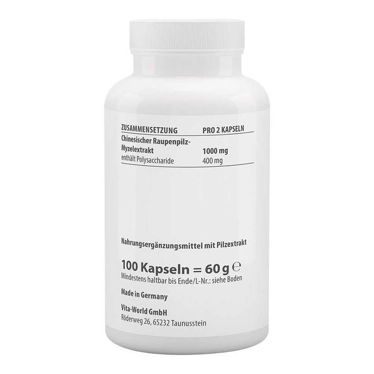 Cordyceps Extrakt 500 mg CS4 40% Polysacchar.Kapseln, 100 St