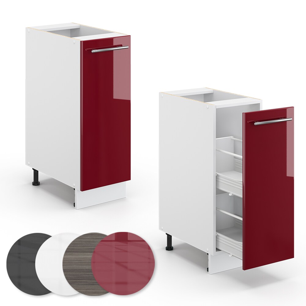 Vicco Apothekerunterschrank 30 cm Bordeaux Hochglanz Küchenschrank Apothekerschrank Küchenzeile Fame-Line