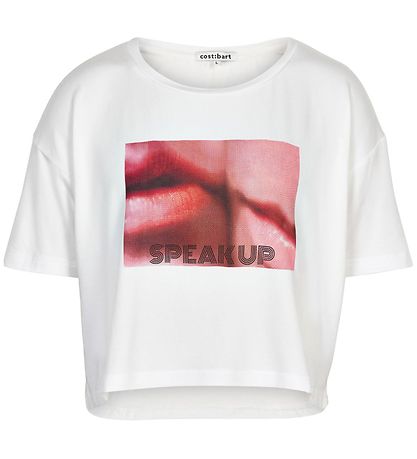 Cost:Bart T-Shirt - Cropped - Katelyn - Weiß m. Print