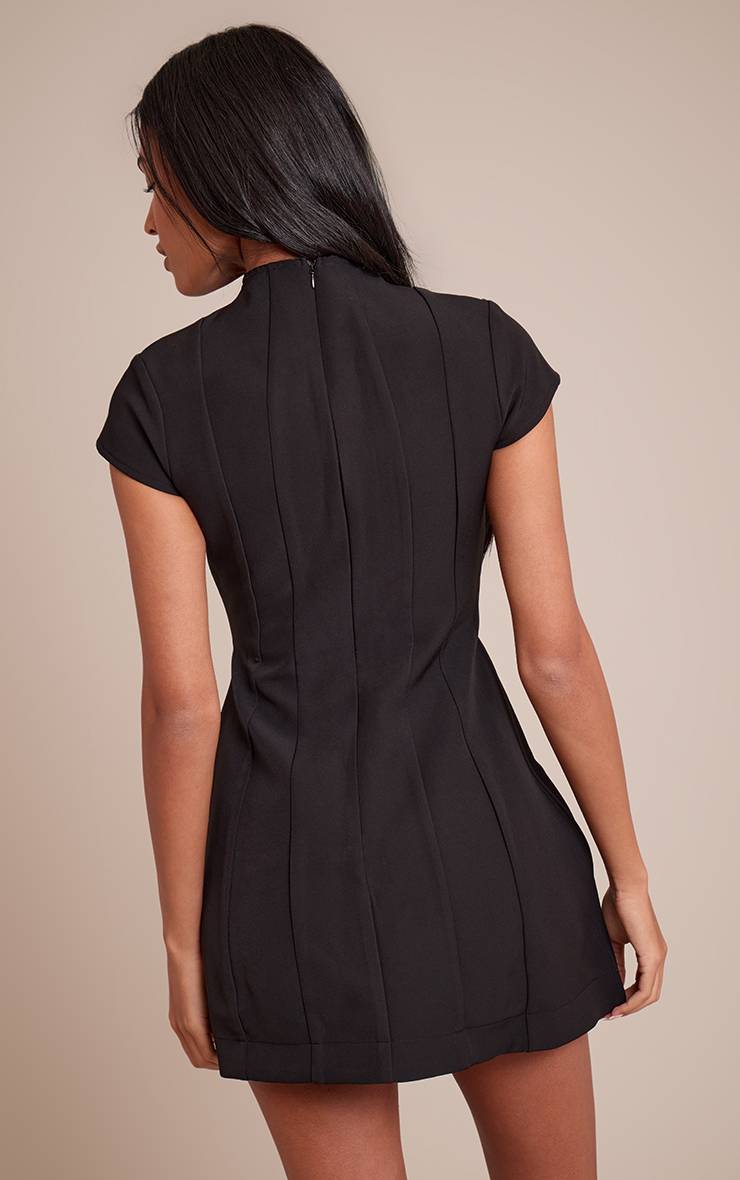 Noir Robe Mini Cintrée À Col Montant Tall