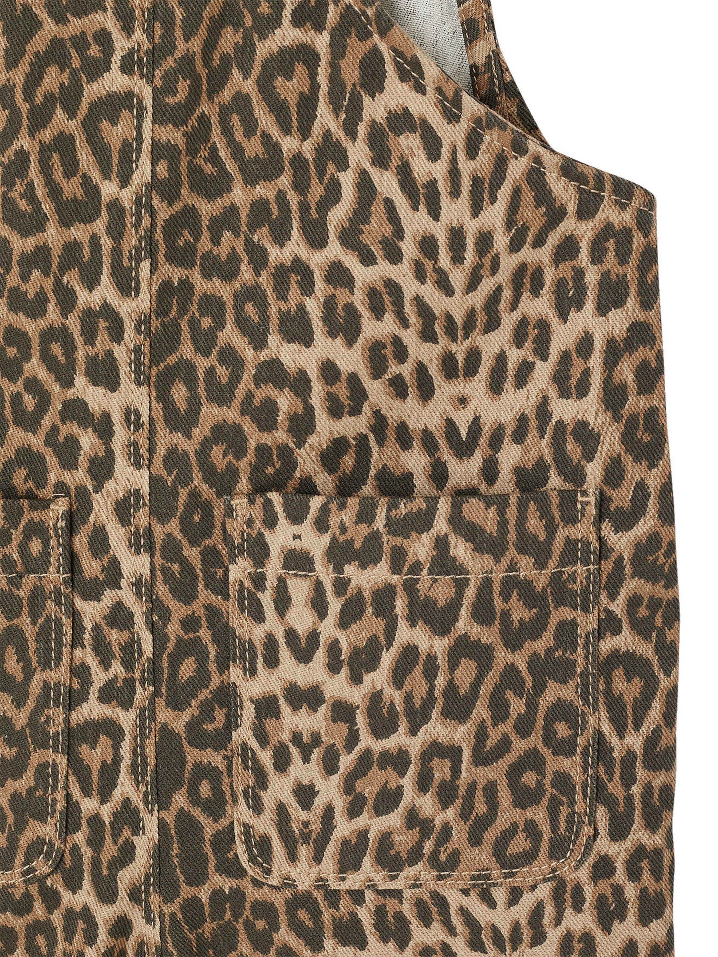 Vertbaudet Gemusterte Mädchen Latzhose mit weitem Bein beige