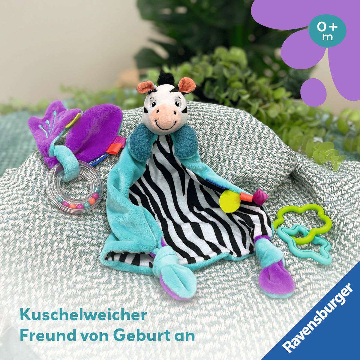 Ravensburger Spiel Play+ Fühlen, rasseln, spielen (Geschenk-Set: Zebra)
