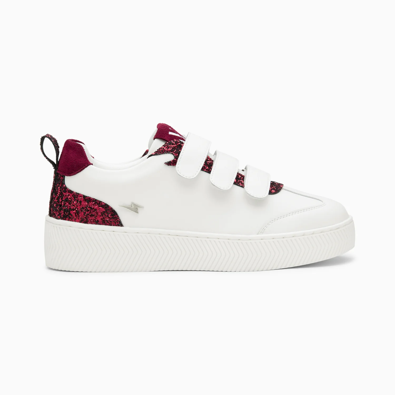 Sneakers-Baskets Eline blanc et pourpre pailleté à scratchs