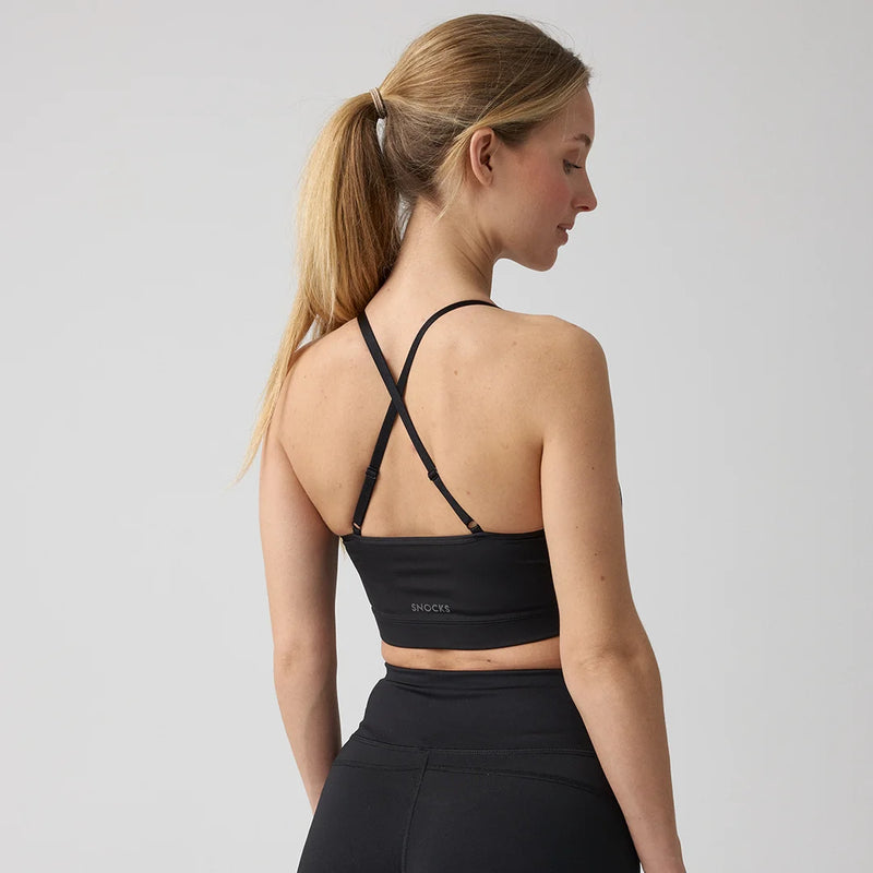 Sport-BH X Back aus recyceltem Polyester Schwarz
