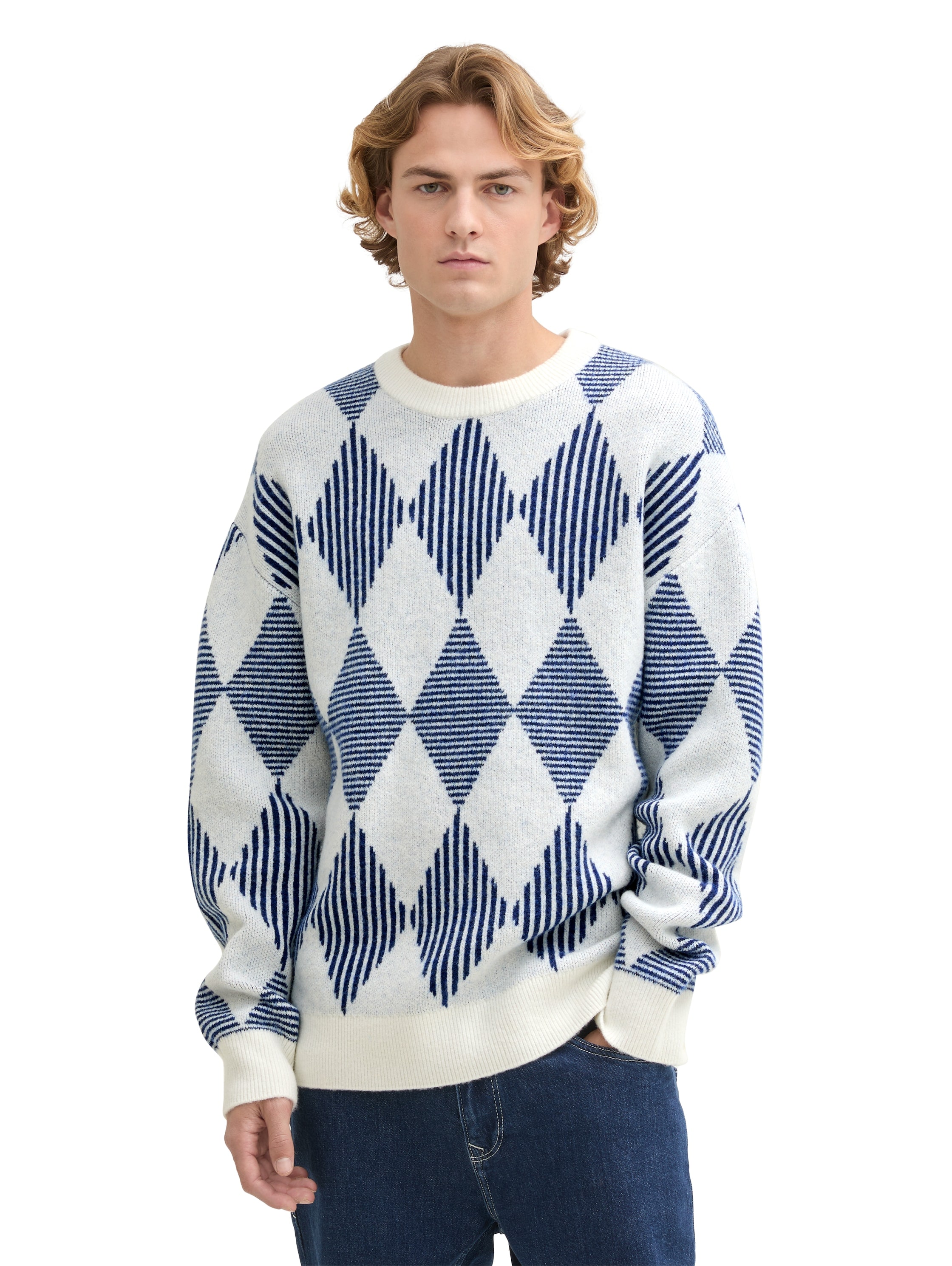 TOM TAILOR Denim Rundhalspullover , mit Argyle Muster