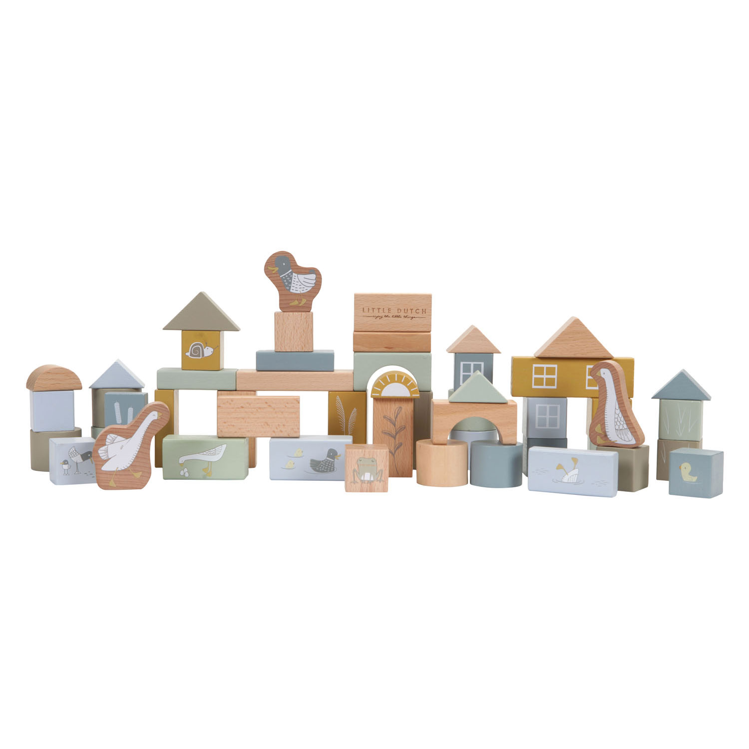 Little Dutch Houten Bouwblokken Blauw in Emmer, 50dlg.