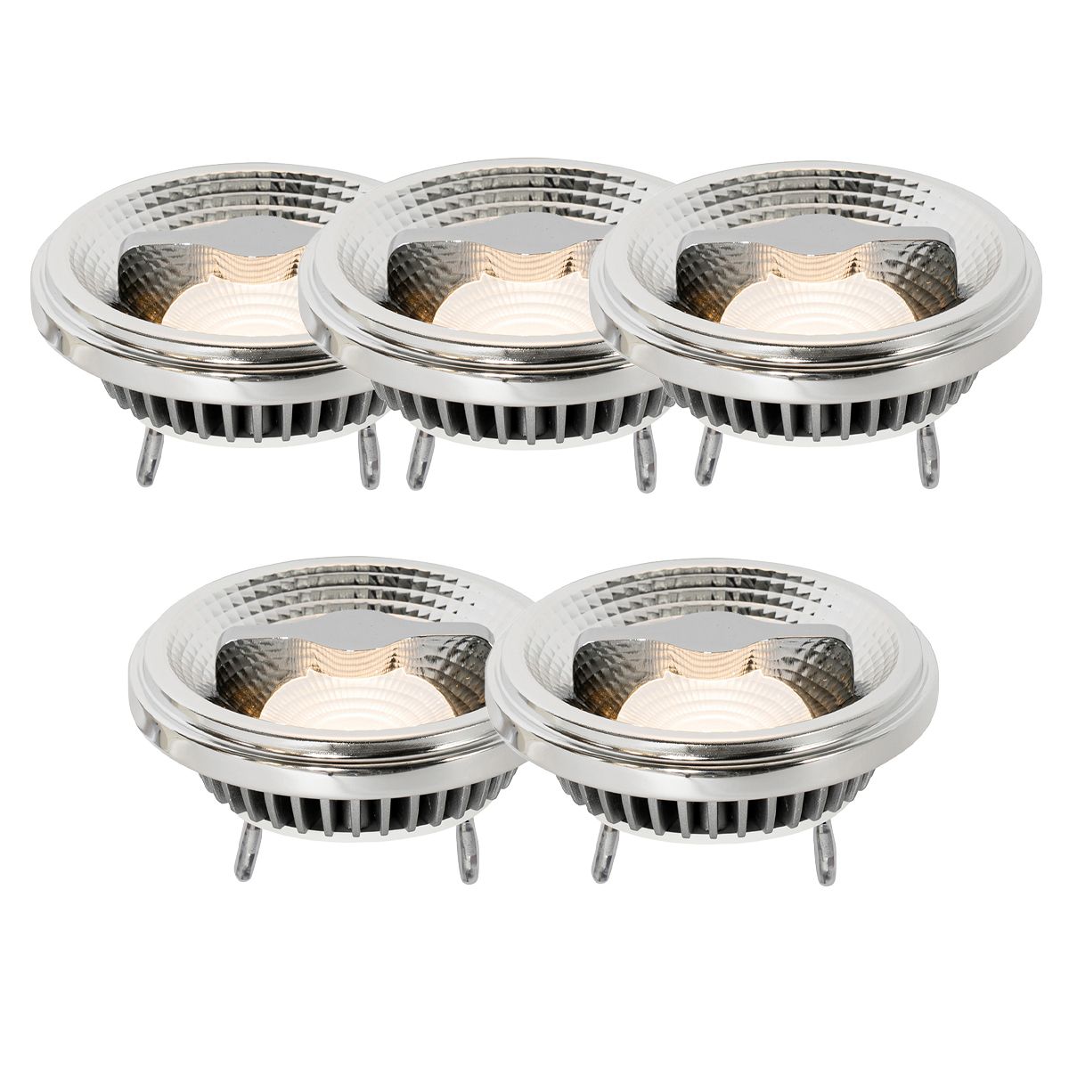 Set van 5 G53 dimbare LED lamp AR111 12W 600 lm 2700K