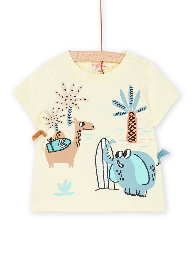 T-shirt jaune pâle à imprimé animalier