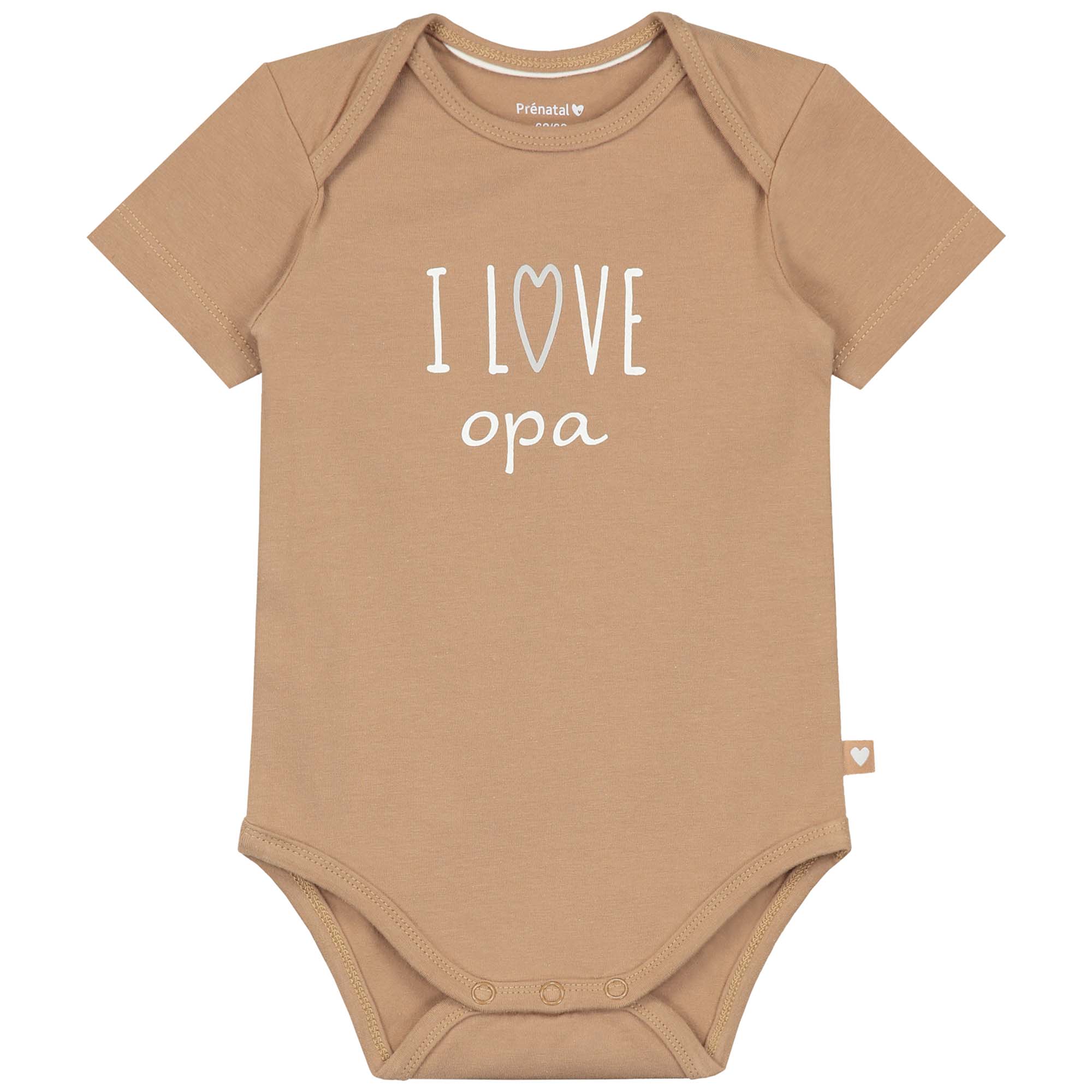 Prénatal romper i love opa korte mouwen tekst bruin