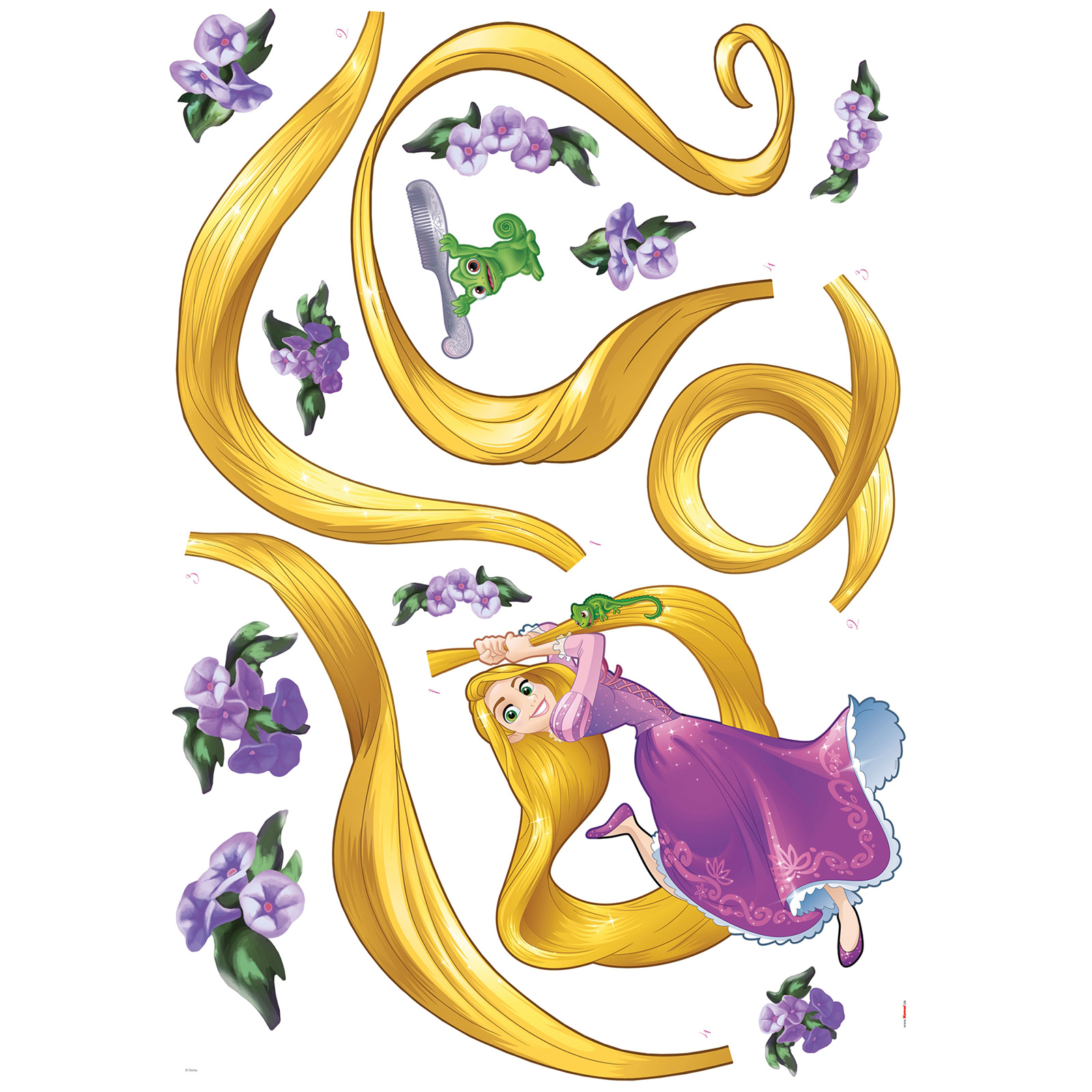 Wandtattoo RAPUNZEL - lila-gelb - 100x70 cm