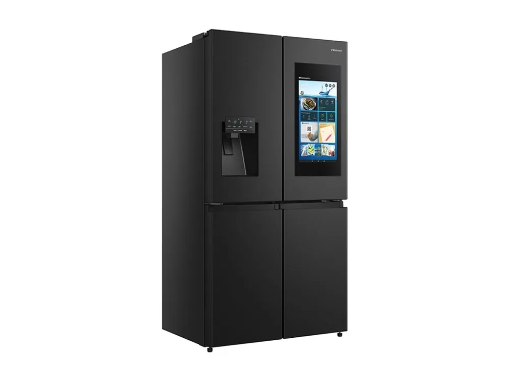 Hisense RQ760N4IFE - Køleskab/fryser - frans dør-bundfryser med vanddispenser, isdispenser - Wi-Fi - bredde: 91.4 cm - dybde: 72.5 cm - højde: 178.5 cm - 577 liter - Klasse E - sort