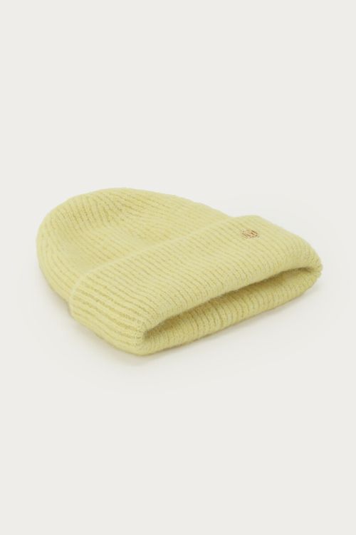 Lichtgeel gebreide beanie