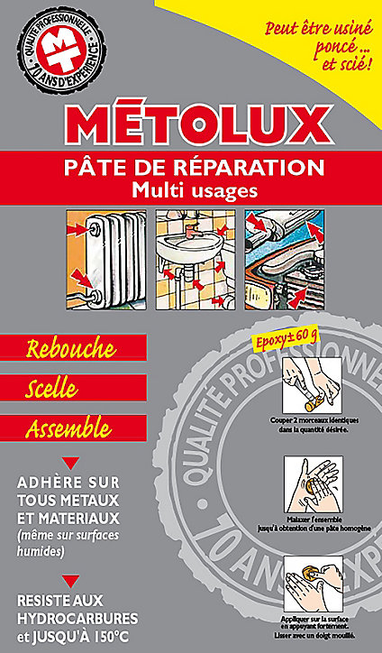 Pâte de réparation multi-usages Mastic Universel 60g Metolux