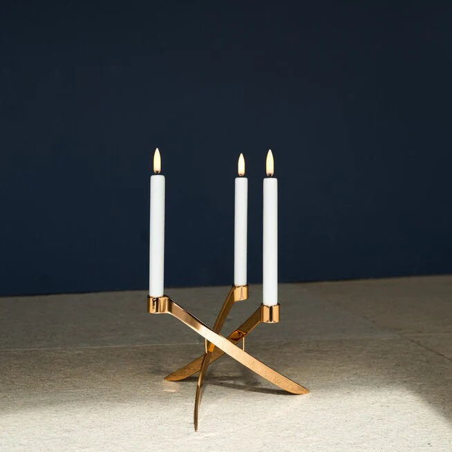 Uyuni  Mini taper lysestageholder m.3 arme, Rose Gold - 18x11 cm.