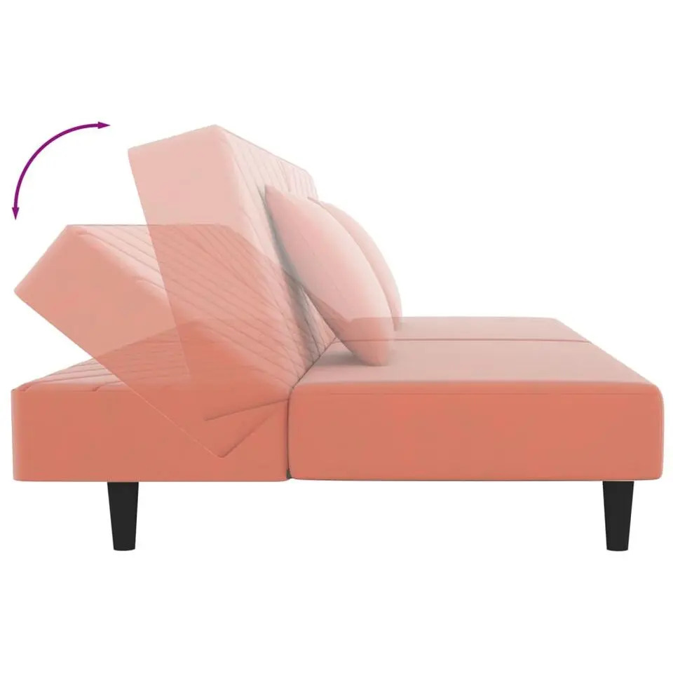 vidaXL - Slaapbank 2-zits - Roze - Fluweel - Met kussens
