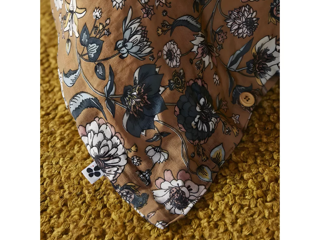 OXALIS - Housse de Couette 200x200cm Gaze de Coton Motifs Fleurs