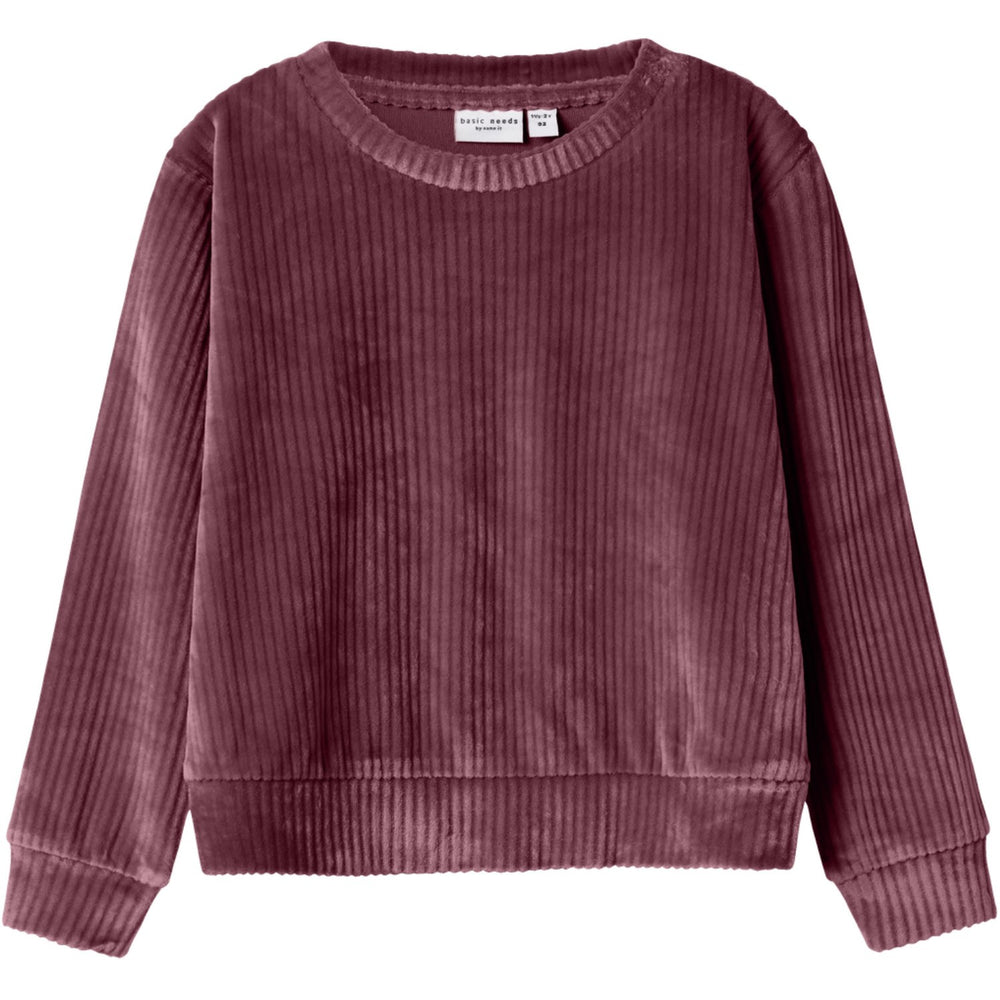 Køb Name It Burgundy Nmfveloa Ls Velvet Short Top
