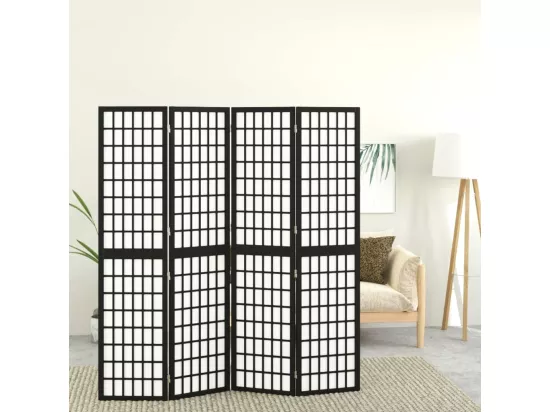 Cloison de séparation pliable 4 panneaux 160x170 cm Noir
