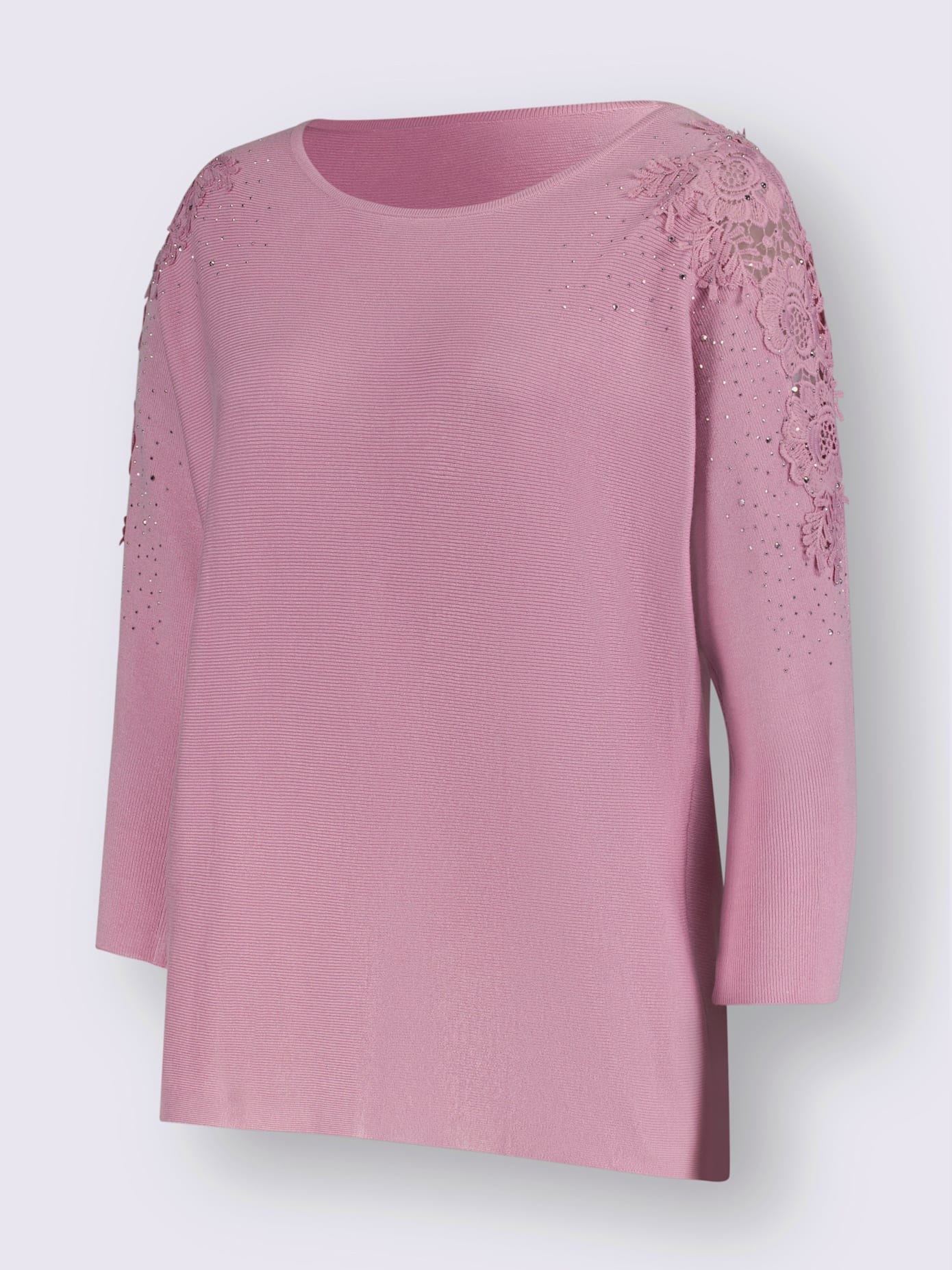 Pull superbe application en dentelle avec petites pierres brillantes