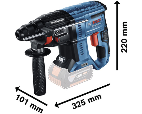 Bosch Professional accuboorhamer GBH 18V-21 met SDS-plus boorkop, inclusief L-BOXX 136, zonder accu en oplader.