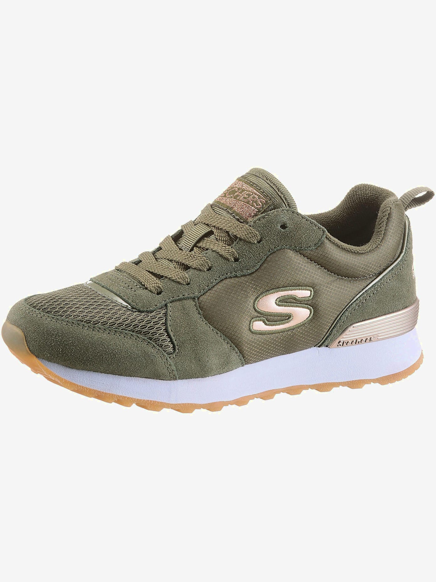 Baskets sneakers hybrides skechers en cuir velours doux, textile et synthétique