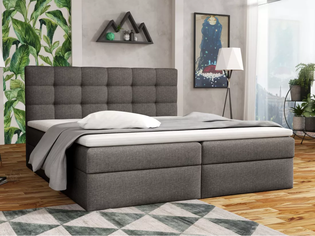 LIT BOXSPRING avec coffre de lit Glame 160x200 cm, Lux 06 (Gris)