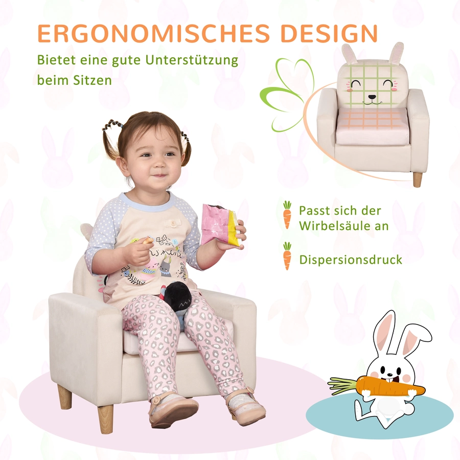 HOMCOM Kindersessel mit Armlehne weiß