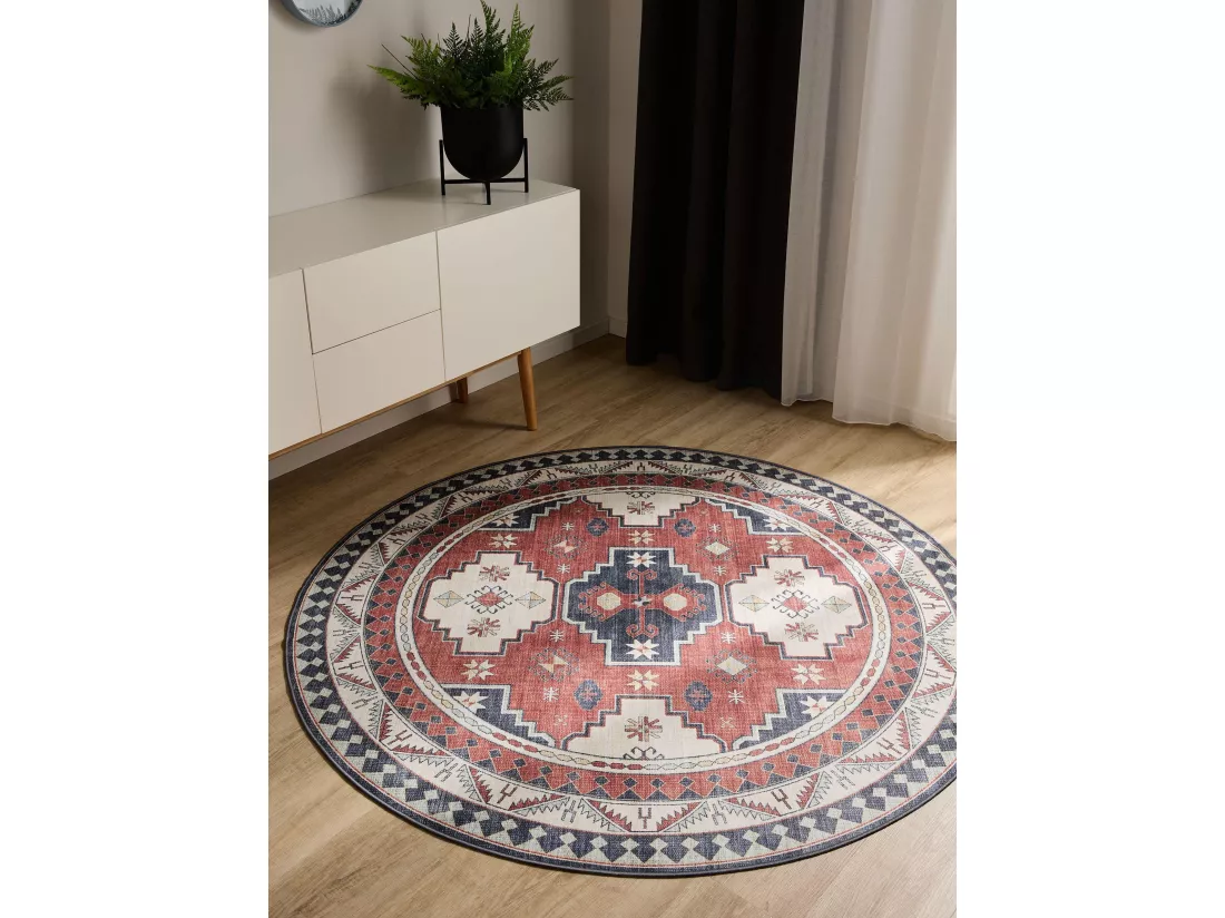 Tapis lavable George Multicouleur/Bleu ø 120 cm rond
