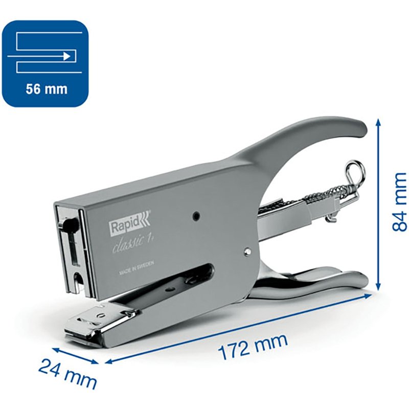 Agrafeuse pince Rapid K1+ Classic - agrafes 26/6 et 26/8 - capacité de 50 feuilles