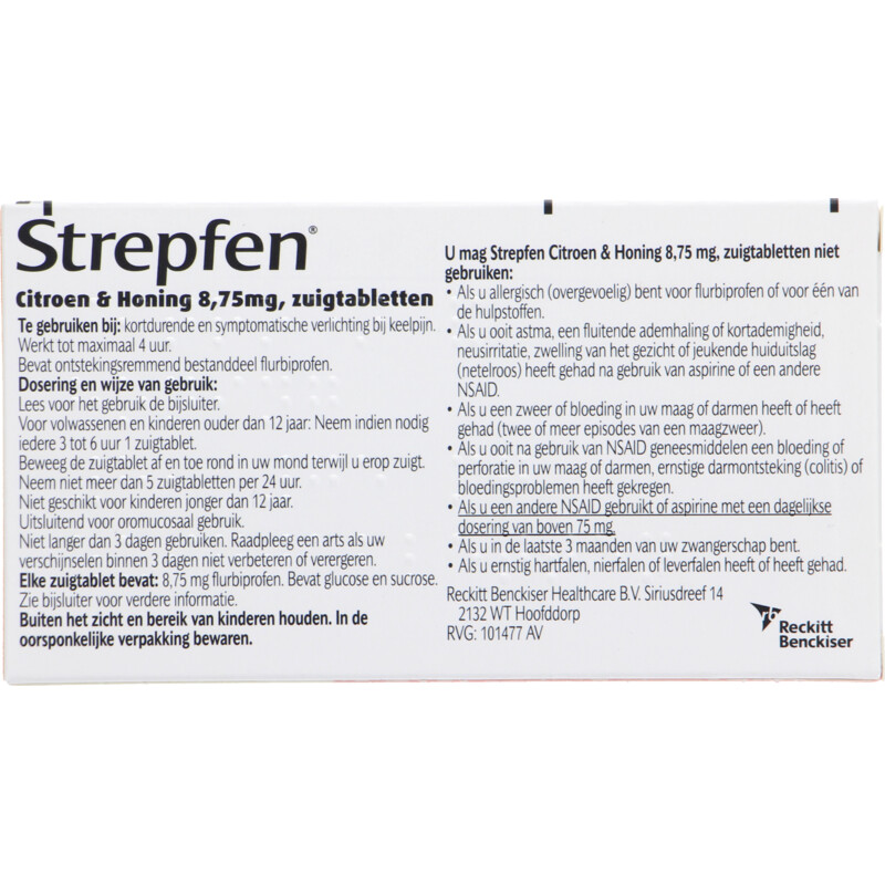 Strepfen Citroen en honing zuigtabletten
