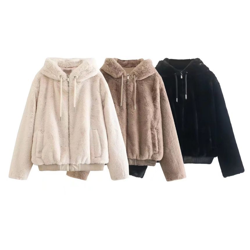 Avauntgardo - Effen, pluizige hoodie met rits