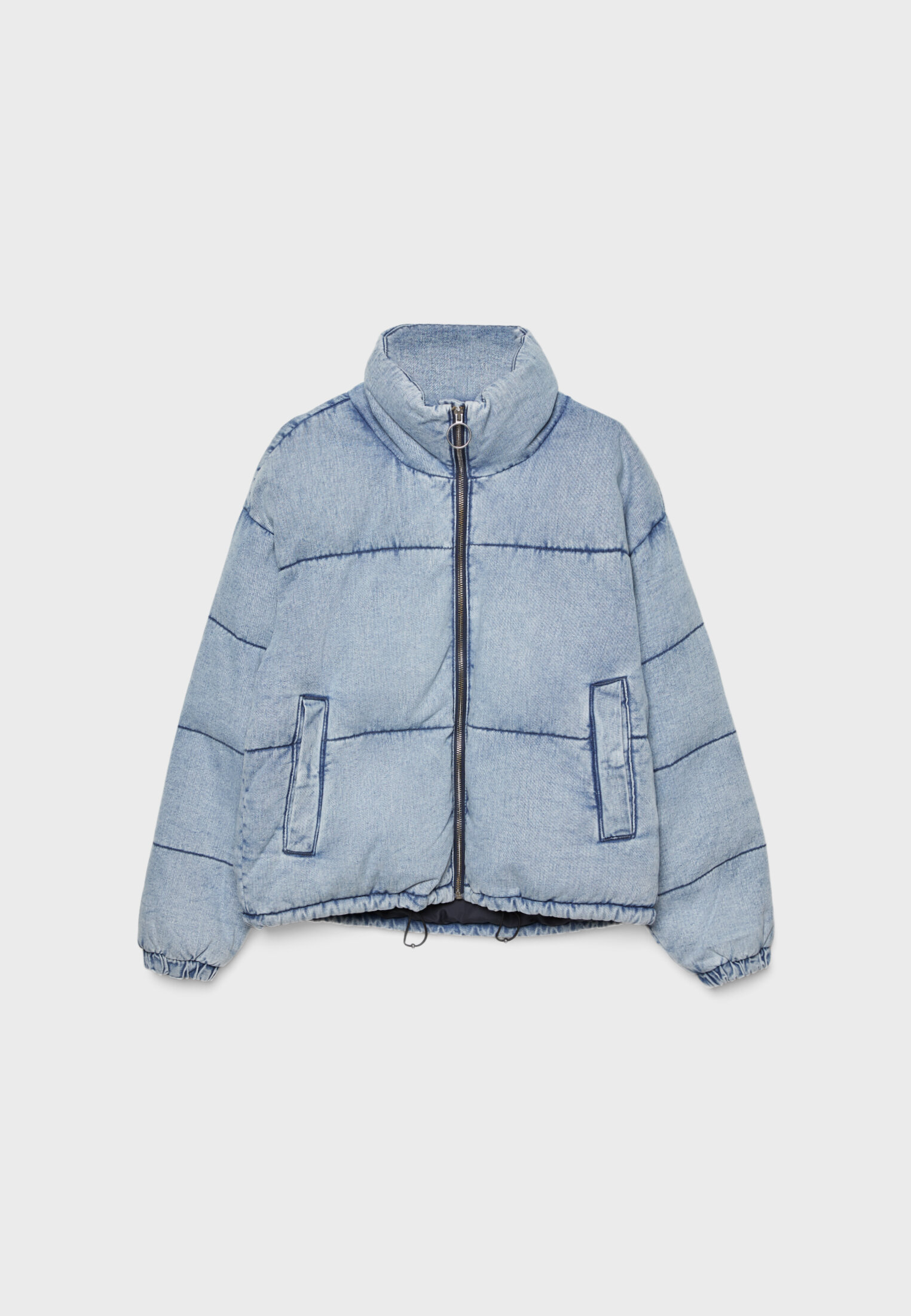Jaqueta puffer jeans